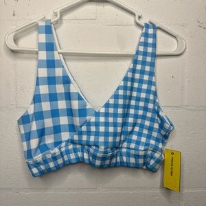EleVen by Venus Williams Blue and White Checkered Tank Top